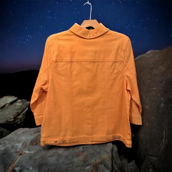 Denim & Co. Sherbet Orange Snake Print Jean Jacket-NWOT - Picture 2 of 4